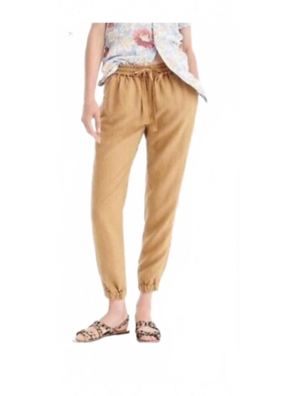 Boho Coastal Linen Blend Joggers J. Crew Point Sur Earth Tone High Rise Size 12